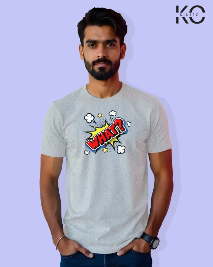 Comic T-Shirts - What? Design Printed - For Men