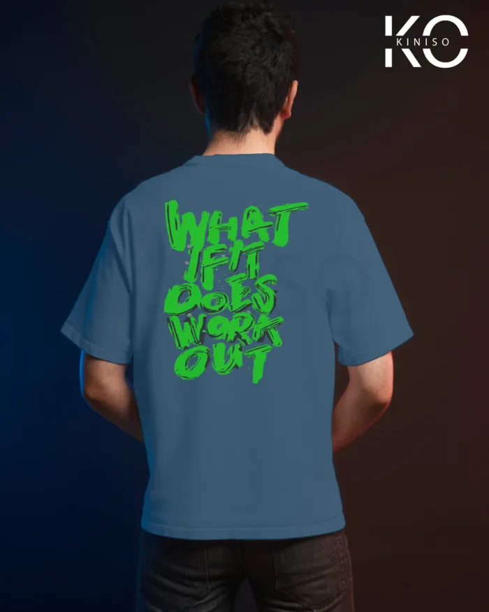 Gym mens t shirts with What if it does work text Design printed - Image 13