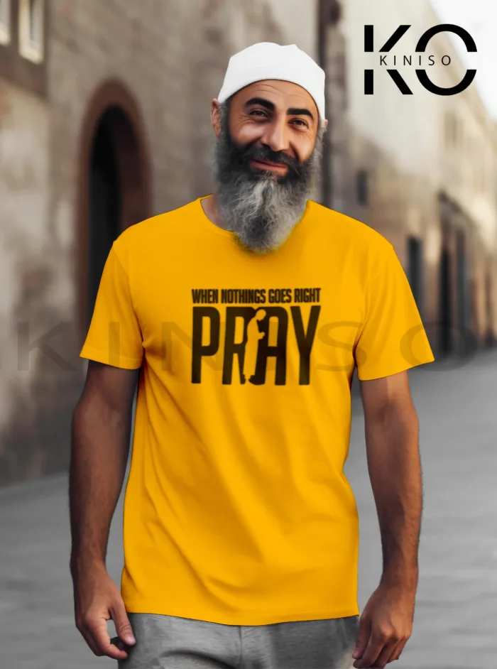 Islamic T-shirt - When Nothing Goes Right Pray - Modest Men's Crew Neck Half Sleeve tshirt in BD - Image 8