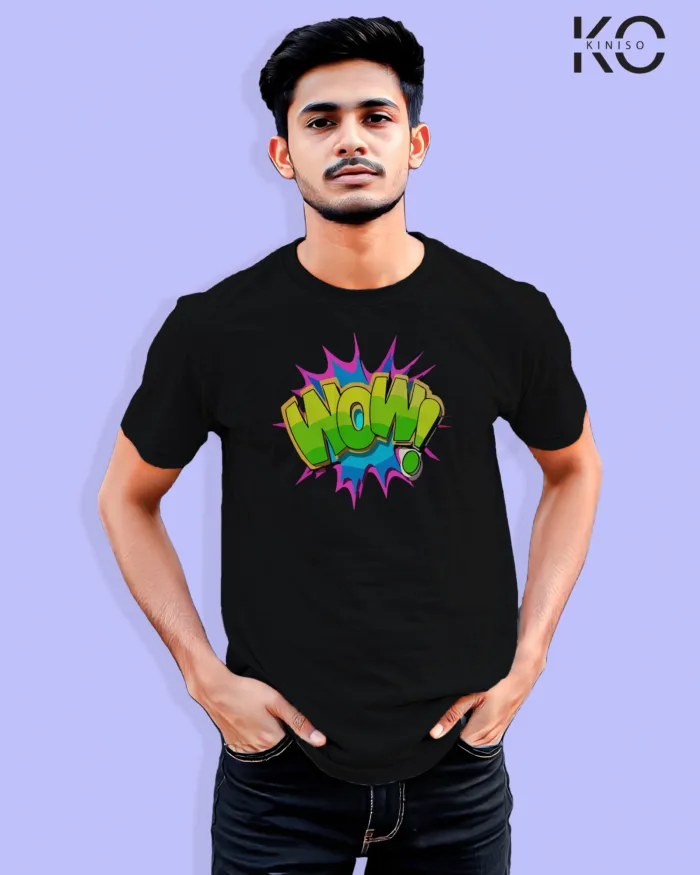 Comic T-shirts - Wow Design Printed - For Male - Image 8