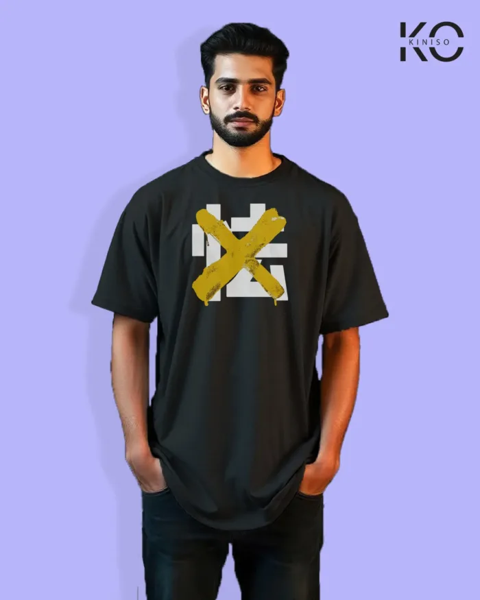 Drop Shoulder X Cross Printed Graffiti T-Shirts for Men - Image 9