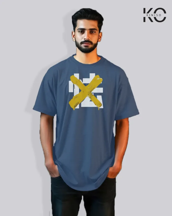 Drop Shoulder X Cross Printed Graffiti T-Shirts for Men - Image 8