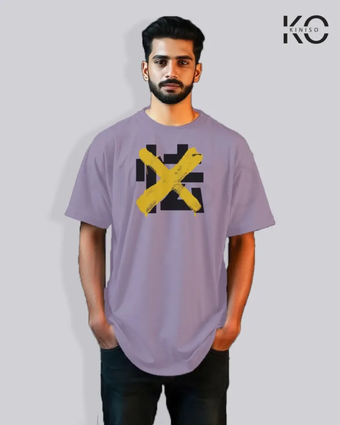 Drop Shoulder X Cross Printed Graffiti T-Shirts for Men - Image 7