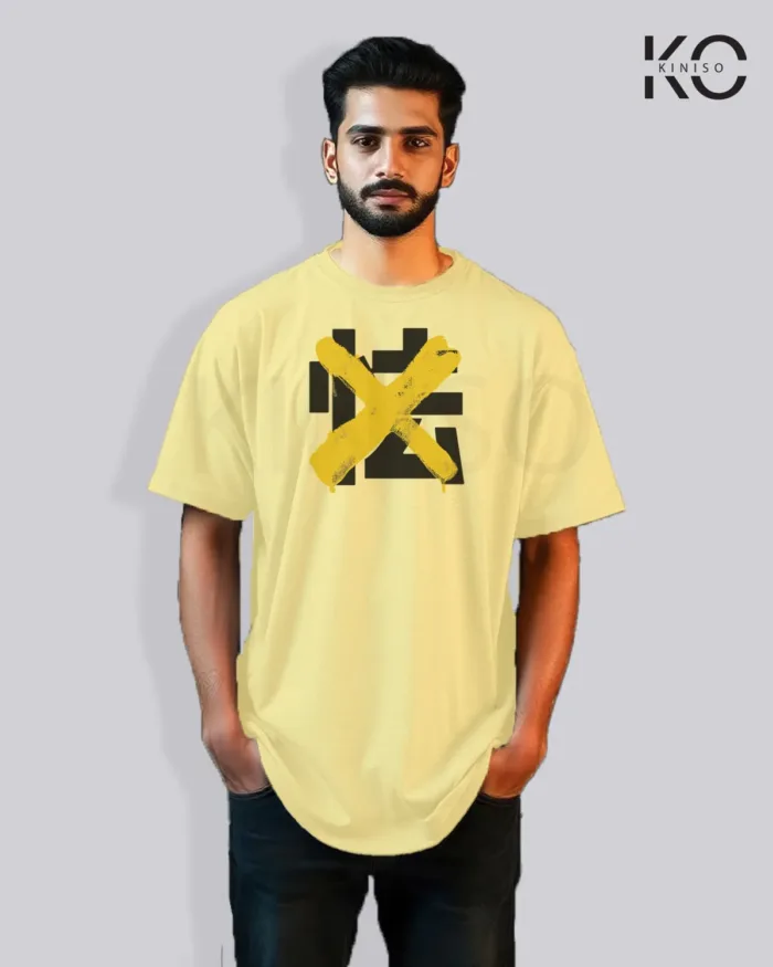 Drop Shoulder X Cross Printed Graffiti T-Shirts for Men - Image 6