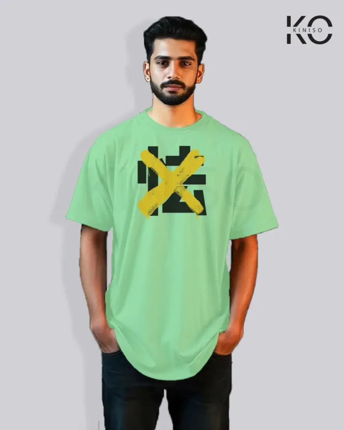 Drop Shoulder X Cross Printed Graffiti T-Shirts for Men - Image 5