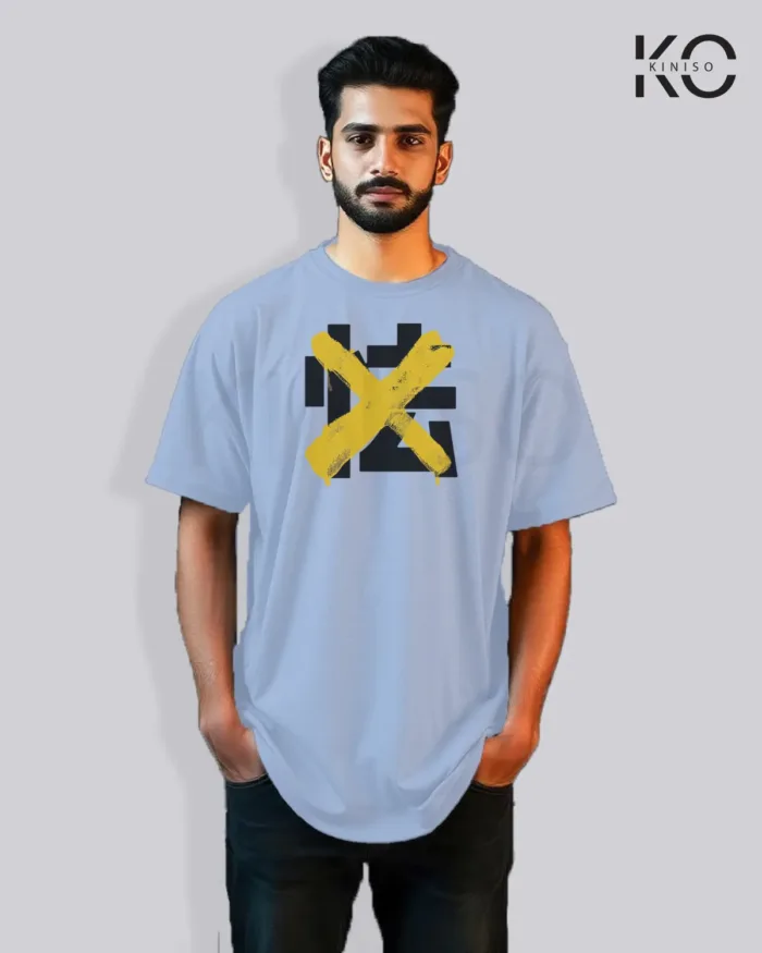 Drop Shoulder X Cross Printed Graffiti T-Shirts for Men - Image 4