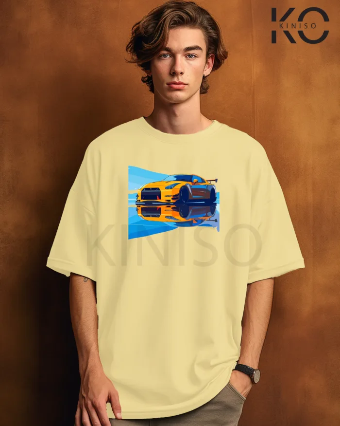 car t shirt design for males with Yellow Car Mirage Style Printed - Image 5
