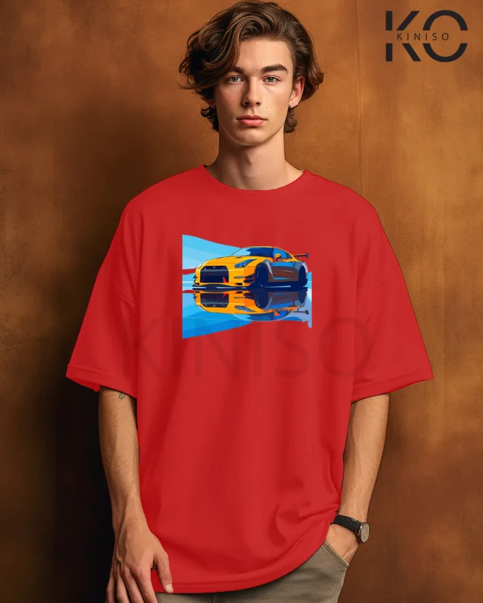 car t shirt design for males with Yellow Car Mirage Style Printed