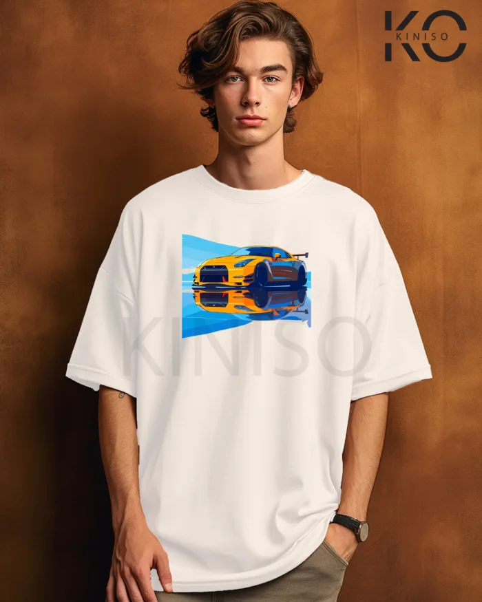 car t shirt design for males with Yellow Car Mirage Style Printed - Image 2