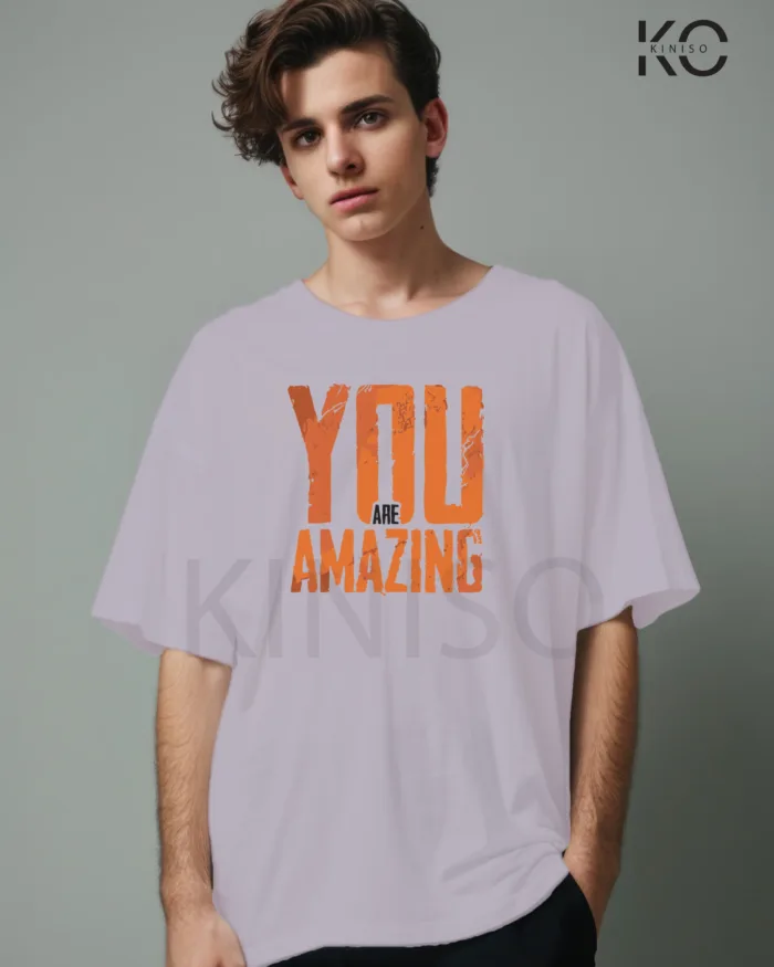 Drop Shoulder Gym themed T-Shirt for Men With You are Amazing Print - Image 7