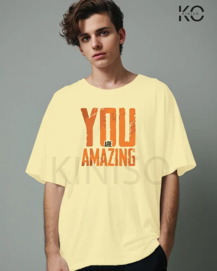 Drop Shoulder Gym themed T-Shirt for Men With You are Amazing Print - Image 6