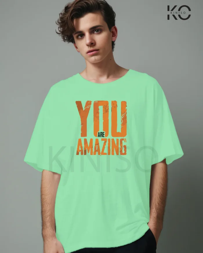 Drop Shoulder Gym themed T-Shirt for Men With You are Amazing Print - Image 5