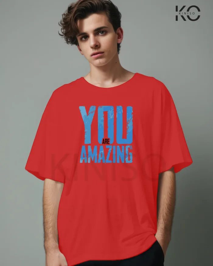 Drop Shoulder Gym themed T-Shirt for Men With You are Amazing Print - Image 3