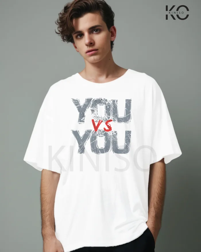 Gym Drop Shoulder T-Shirt for Men With You vs You Design - Image 2