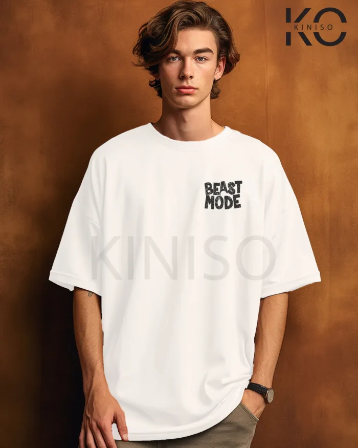Drop shoulder Stylish mens gym t shirt with Beast Mode Logo printed - Image 4
