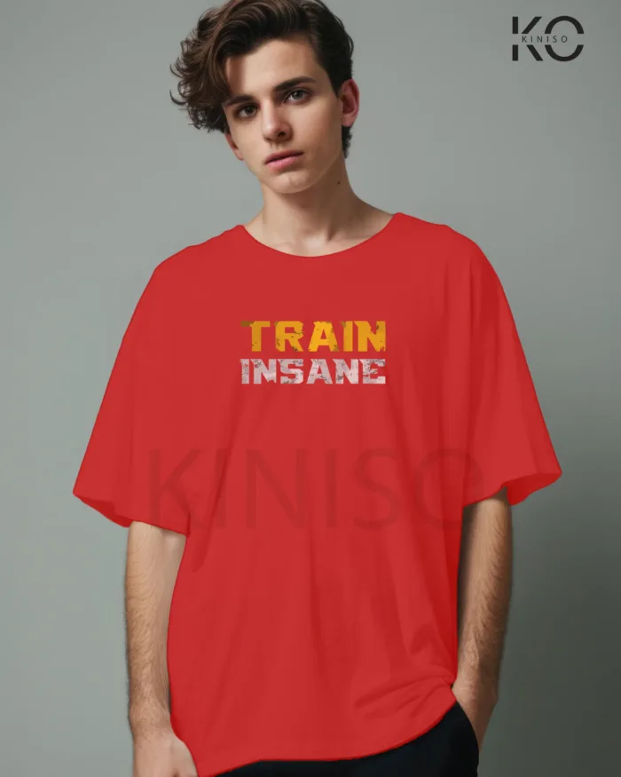 T-shirt for gym with Train insane Design printed for men - Image 8