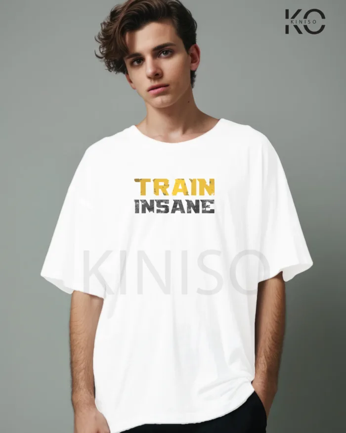 T-shirt for gym with Train insane Design printed for men - Image 6