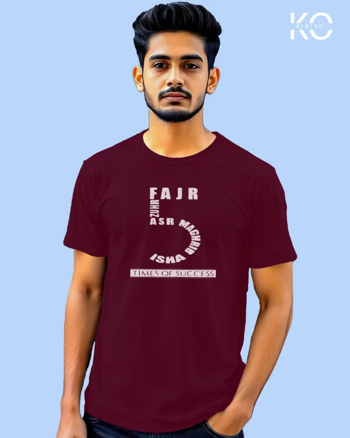 Islamic T-shirt - 5 Time Prayer - Modest Men's Crew Neck Half Sleeve tshirt in Bangladesh