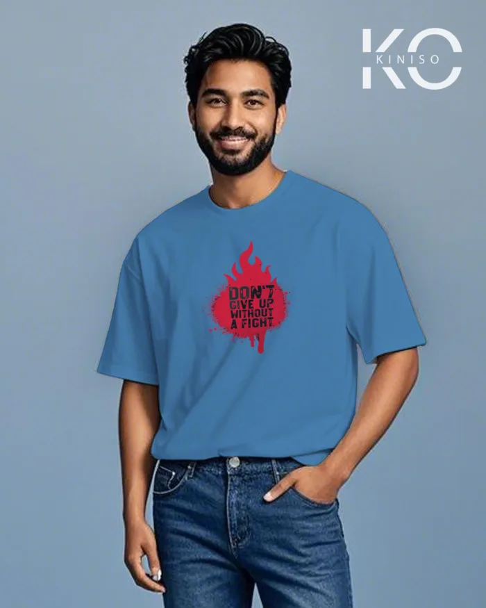 Drop shoulder men's gym t shirt with Don't Give Up printed - Image 7