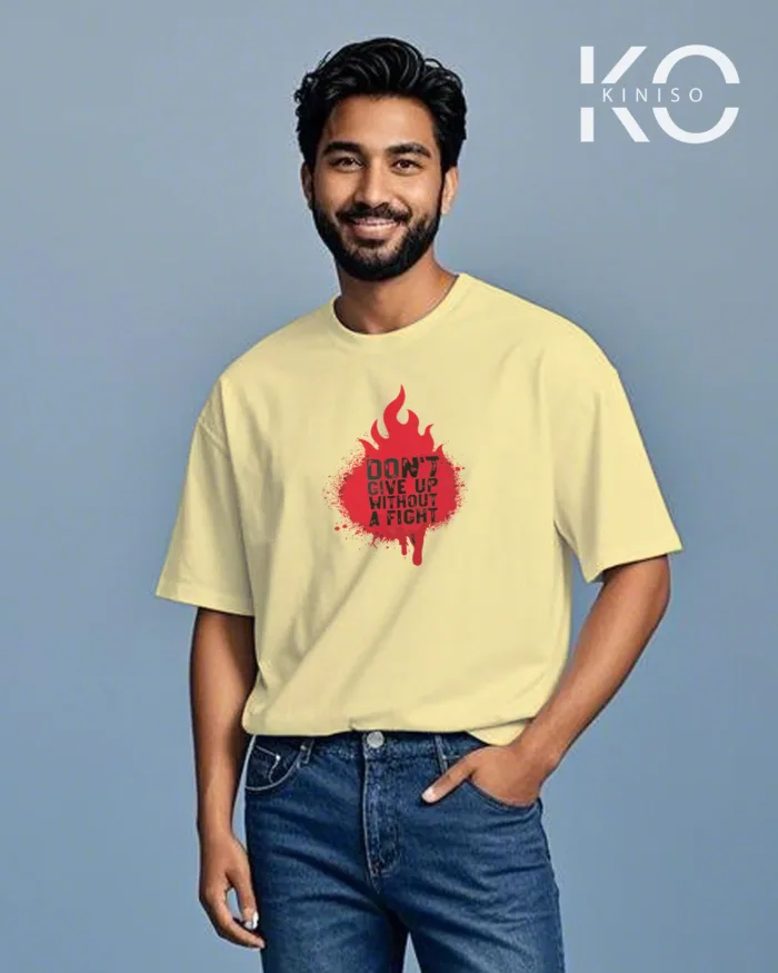 Drop shoulder men's gym t shirt with Don't Give Up printed - Image 5