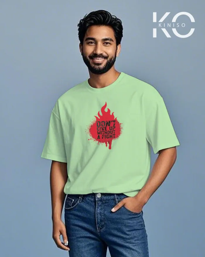 Drop shoulder men's gym t shirt with Don't Give Up printed - Image 4