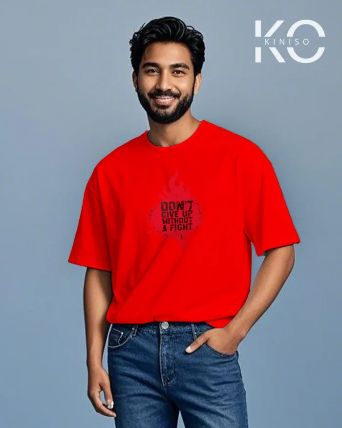 Drop shoulder men's gym t shirt with Don't Give Up printed - Image 3