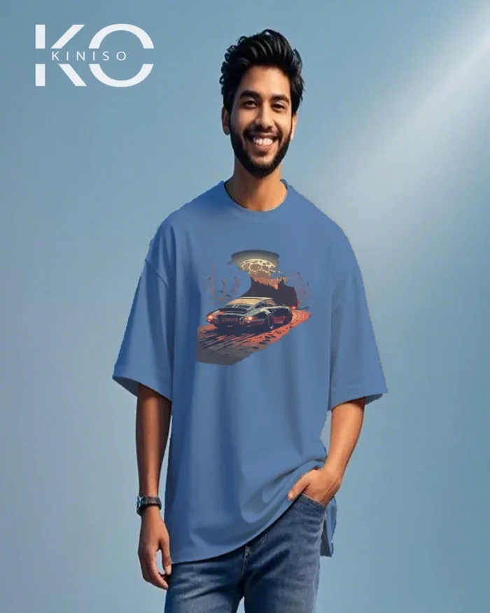 Car Riding at Night Design Graphic T-Shirts for Men