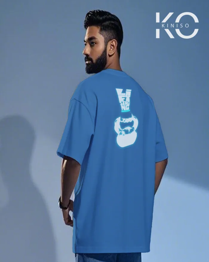 Drop shoulder Stylish gym t shirt with Lift Strong Design print - Image 14