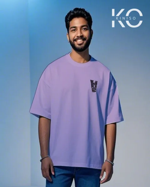 Image of Light Purple Color drop shoulder GYM T shirt with Lift Strong dessign print for men Front
