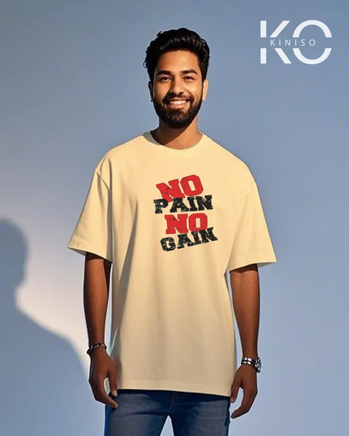 Stylish t shirt for gym with No Pain No Gain printed for males - Image 5
