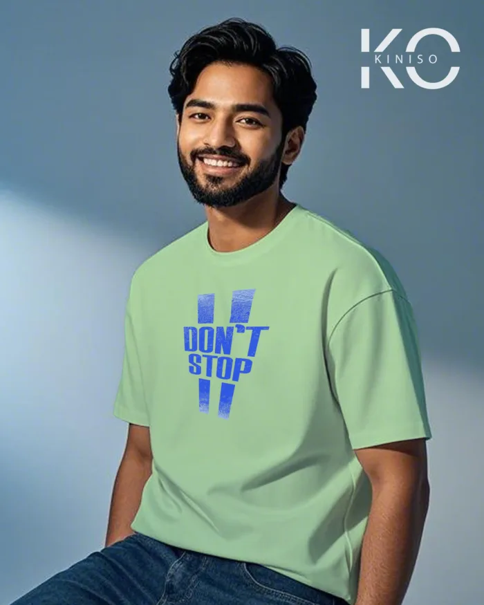 Drop shoulder gym t shirt design for men with Don't Stop print - Image 4