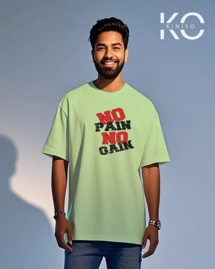 Stylish t shirt for gym with No Pain No Gain printed for males