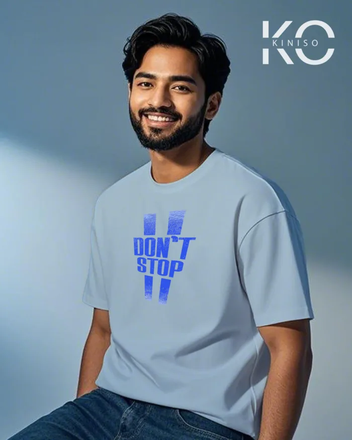 Drop shoulder gym t shirt design for men with Don't Stop print - Image 3