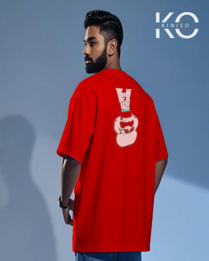 Drop shoulder Stylish gym t shirt with Lift Strong Design print - Image 7