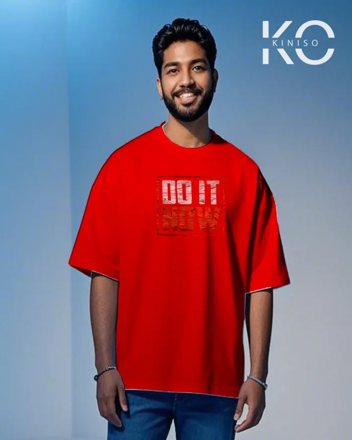 Drop shoulder gym t shirt men's with Do it Now Design printed - Image 3