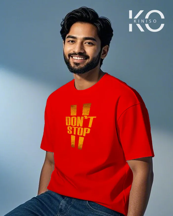 Drop shoulder gym t shirt design for men with Don't Stop print