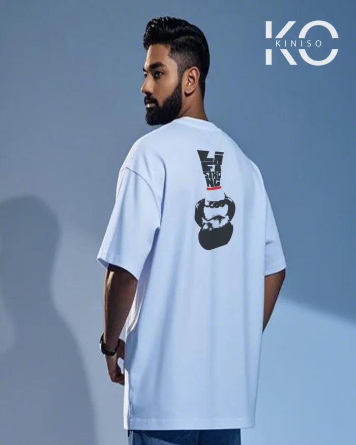 Drop shoulder Stylish gym t shirt with Lift Strong Design print - Image 5