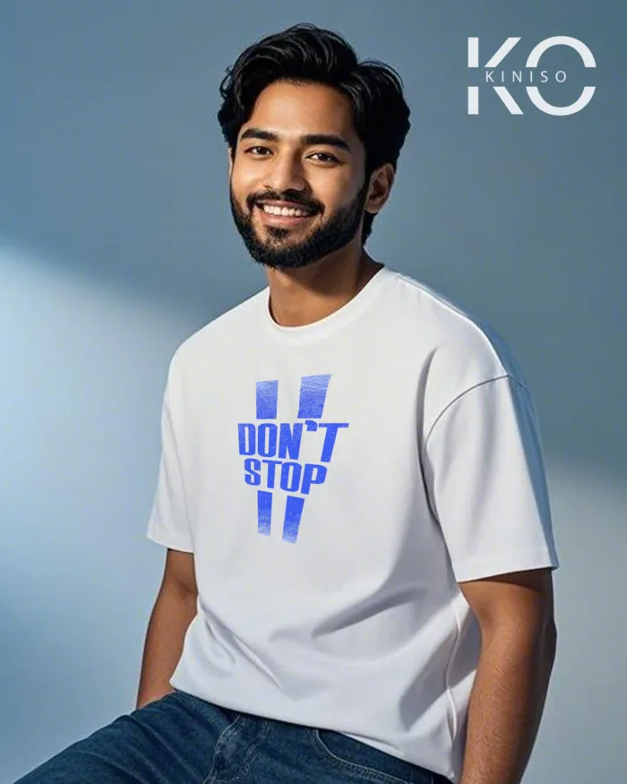 Drop shoulder gym t shirt design for men with Don't Stop print - Image 2