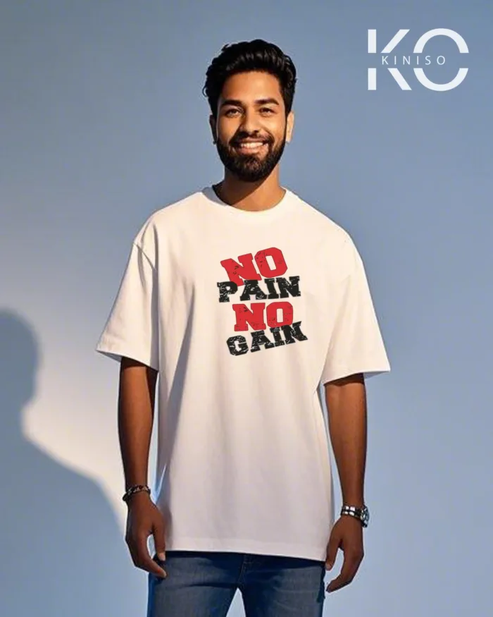 Stylish t shirt for gym with No Pain No Gain printed for males - Image 2