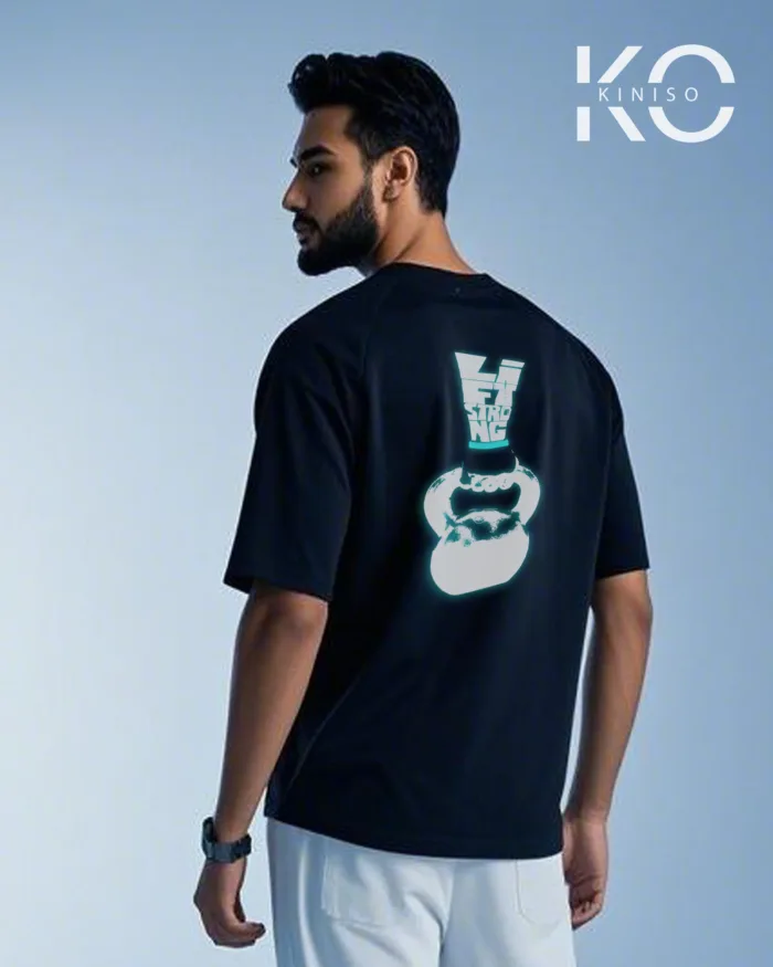 Drop shoulder Stylish gym t shirt with Lift Strong Design print - Image 3