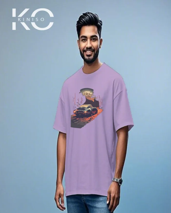 Car Riding at Night Design Graphic T-Shirts for Men - Image 3