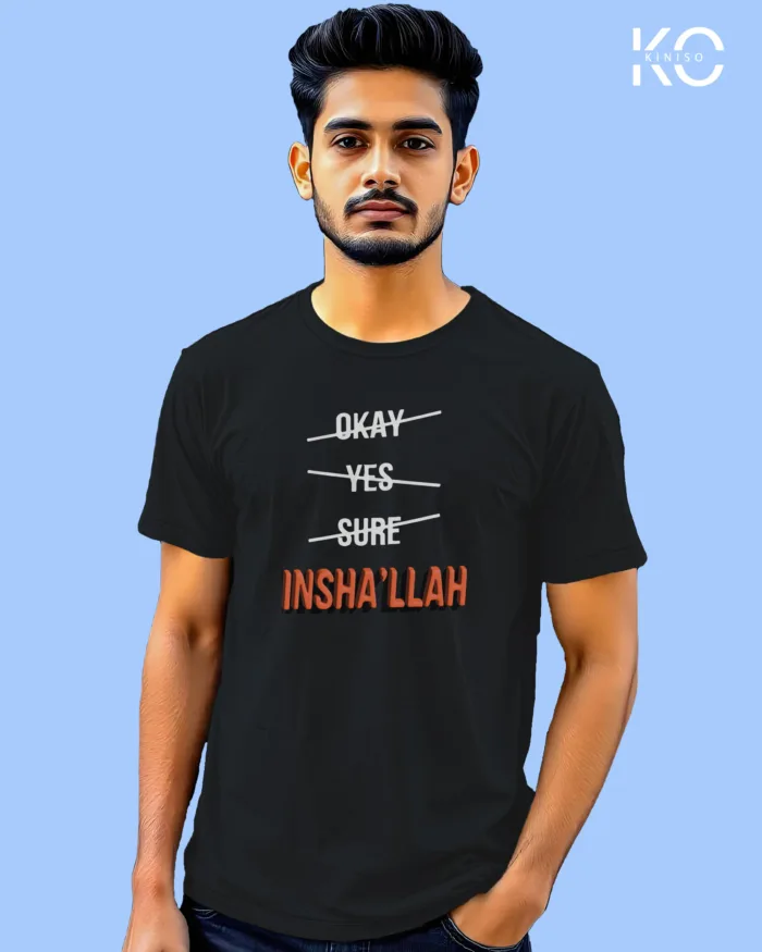 Cool Islamic T-shirt Design - InshAllah - Modest Men's Crew Neck Half Sleeve tshirt in BD - Image 8