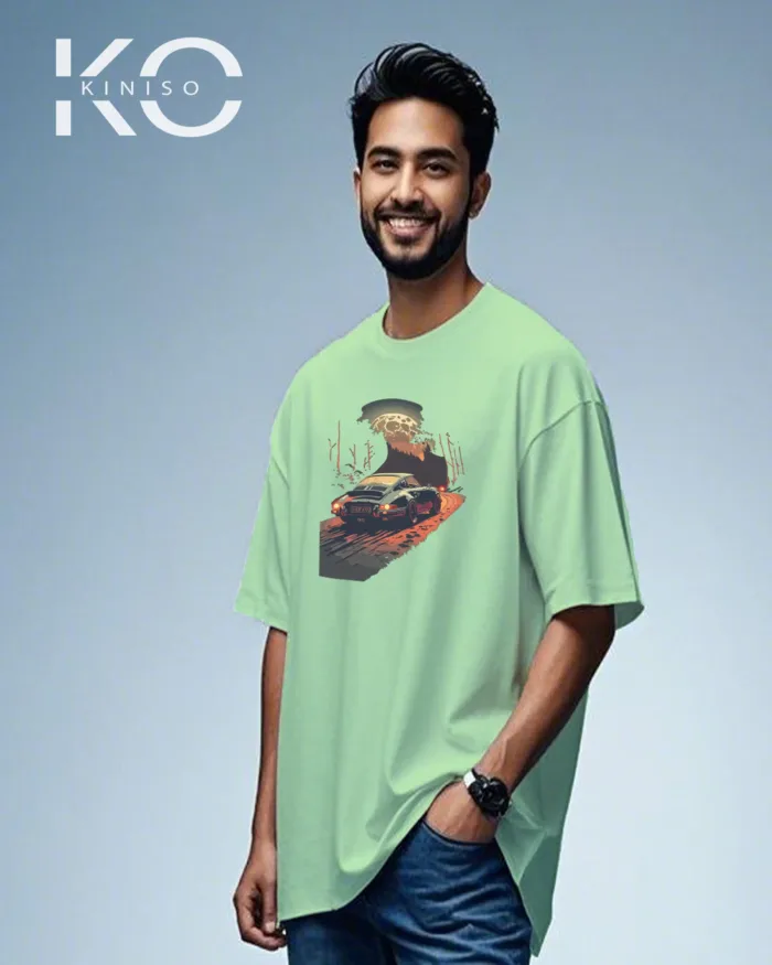 Car Riding at Night Design Graphic T-Shirts for Men - Image 8