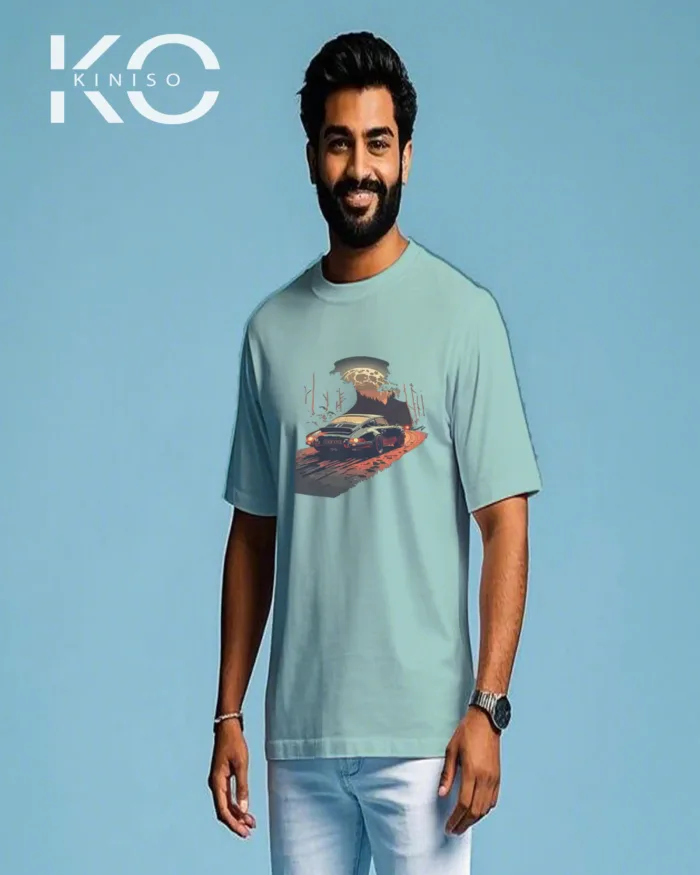 Car Riding at Night Design Graphic T-Shirts for Men - Image 7