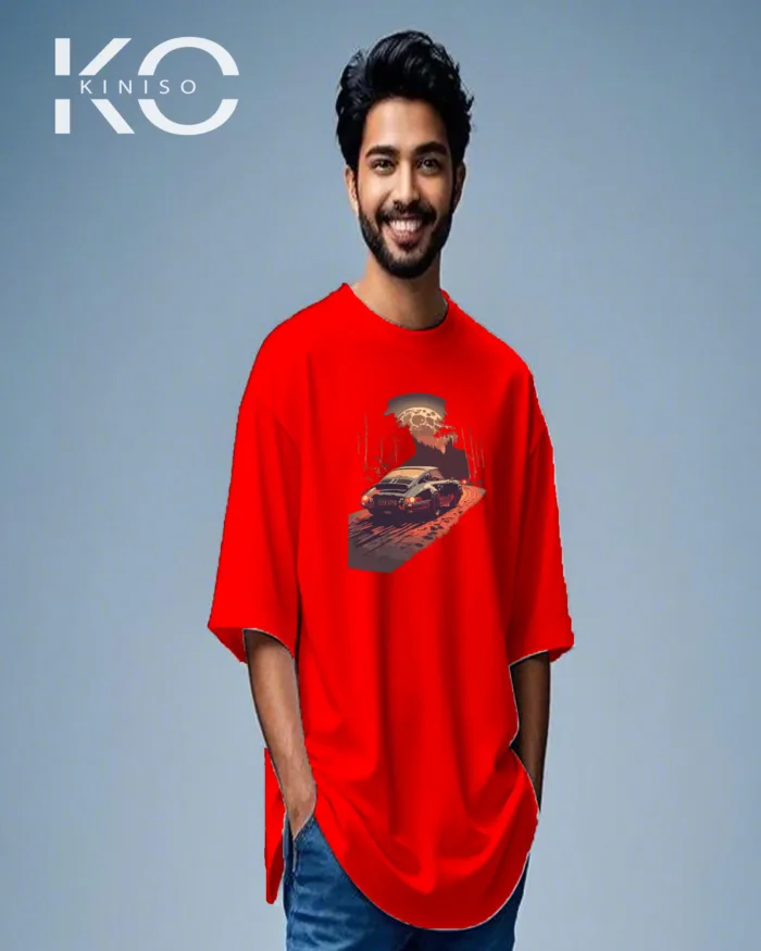 Car Riding at Night Design Graphic T-Shirts for Men - Image 6
