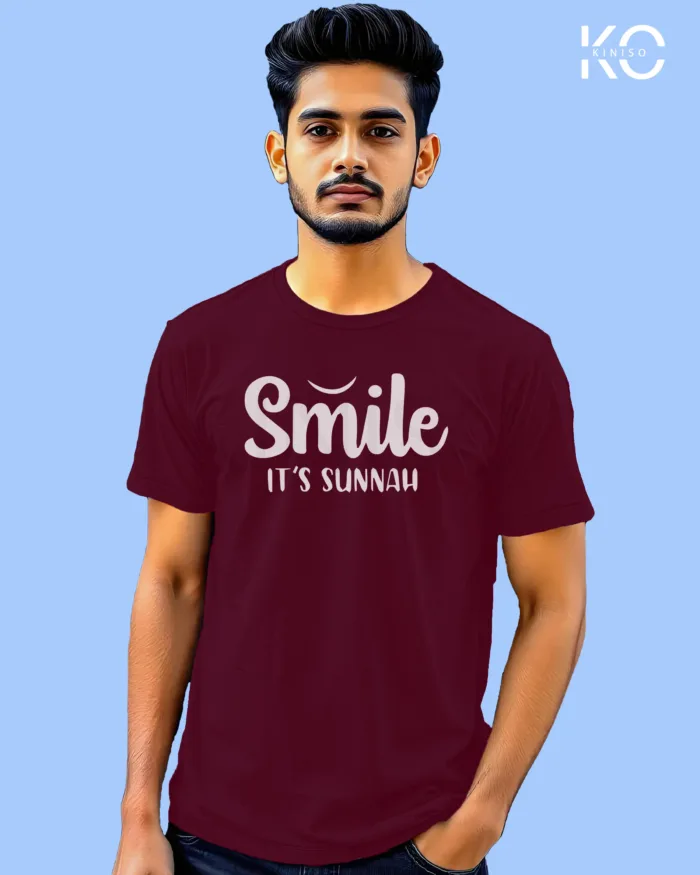 Sunnah Islamic T-shirt Design - Smile It's Sunnah - Modest Men's Crew Neck Half Sleeve tshirt in Bangladesh - Image 6