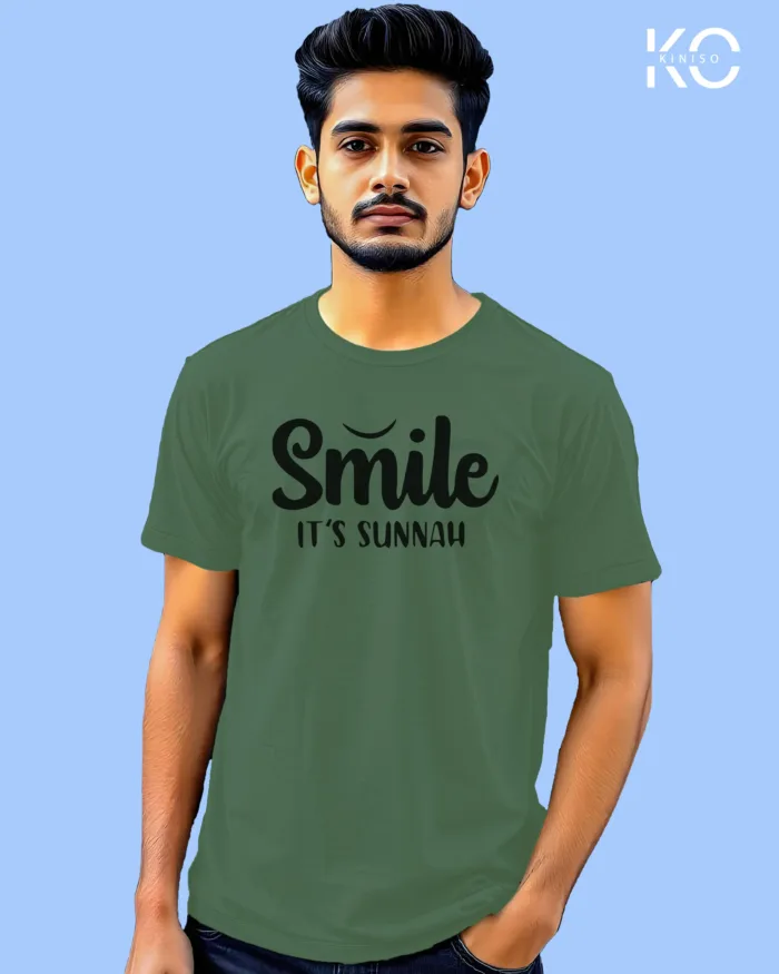 Sunnah Islamic T-shirt Design - Smile It's Sunnah - Modest Men's Crew Neck Half Sleeve tshirt in Bangladesh - Image 4
