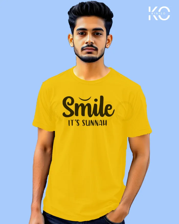 Sunnah Islamic T-shirt Design - Smile It's Sunnah - Modest Men's Crew Neck Half Sleeve tshirt in Bangladesh - Image 2