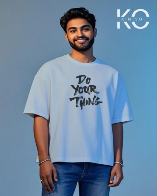 image of Periwinkle Blue color drop shoulder GYM t shirt with Do Your Thing text printed for men