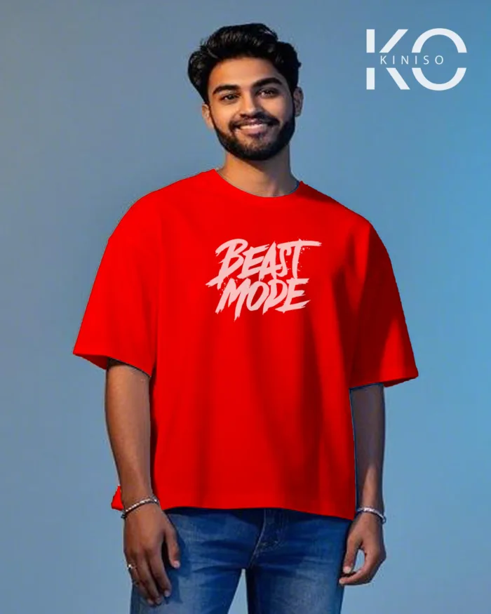 Gym Drop Shoulder T-Shirt for Men With Beast Mode Design